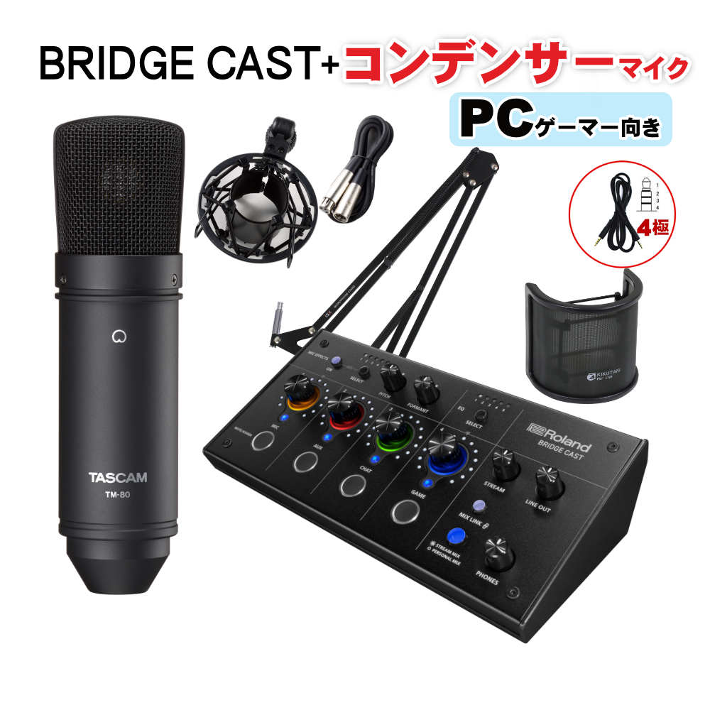 BRIDGE　CAST(TASCAMコンデンサーマイク　TM-80)【福山楽器センター】　Roland　配信用ミキサー