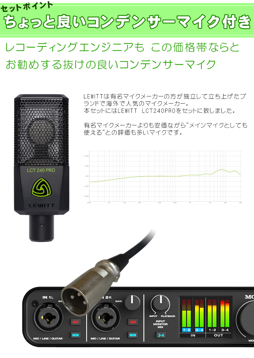 MOTU USBオーディオインターフェイス M4 (Lewittコンデンサーマイク