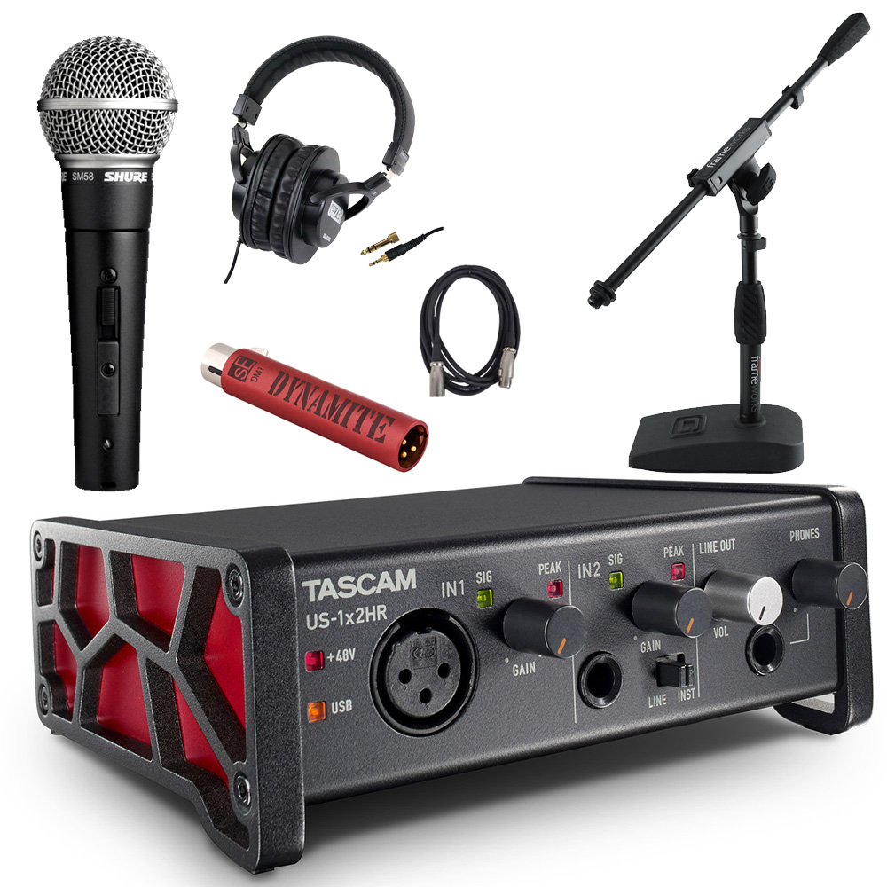 【セット売り】TASCAM US-2×2、SHURE SM58、スタンド、XLR