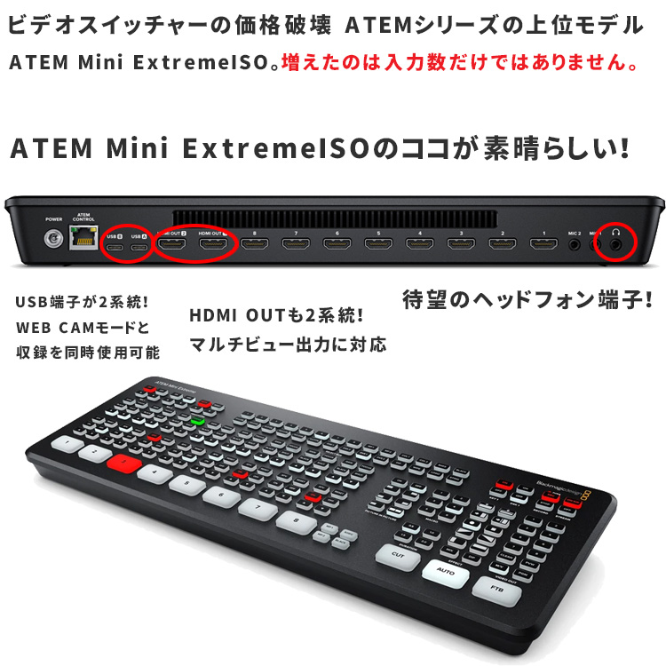 Blackmagic HDMI ビデオスイッチャー ATEM Mini Extreme ISO(USB 