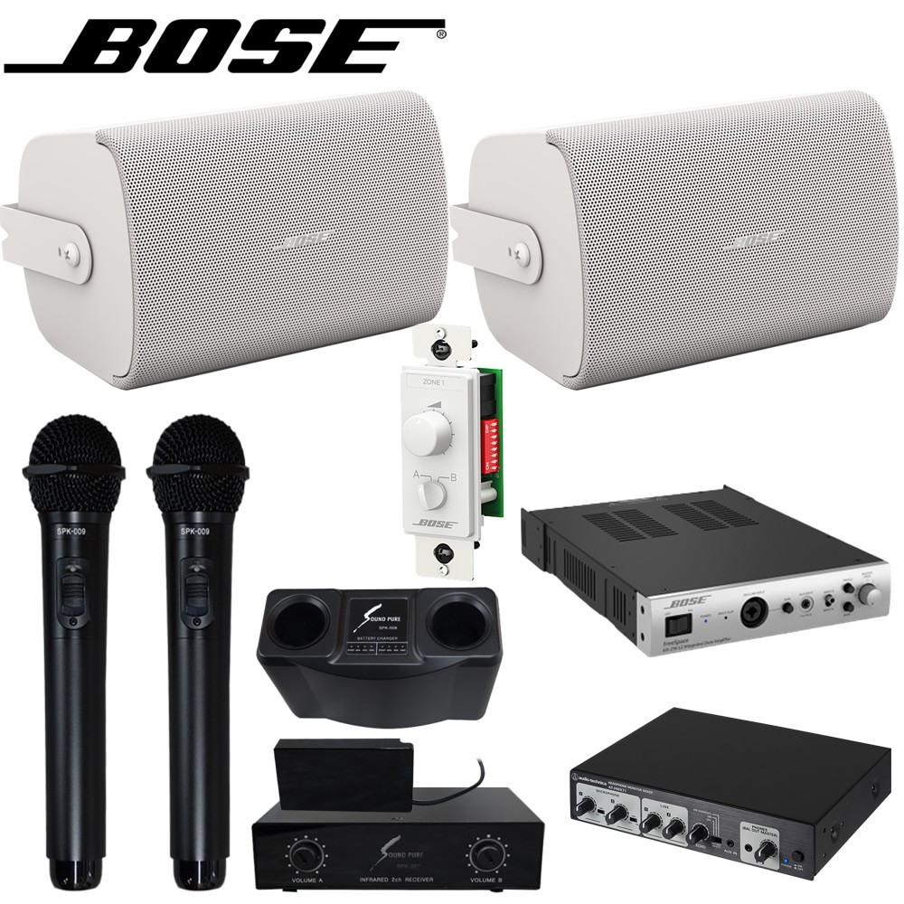 BOSE 壁掛けスピーカー＋カラオケミキサーセット (赤外線ワイヤレス