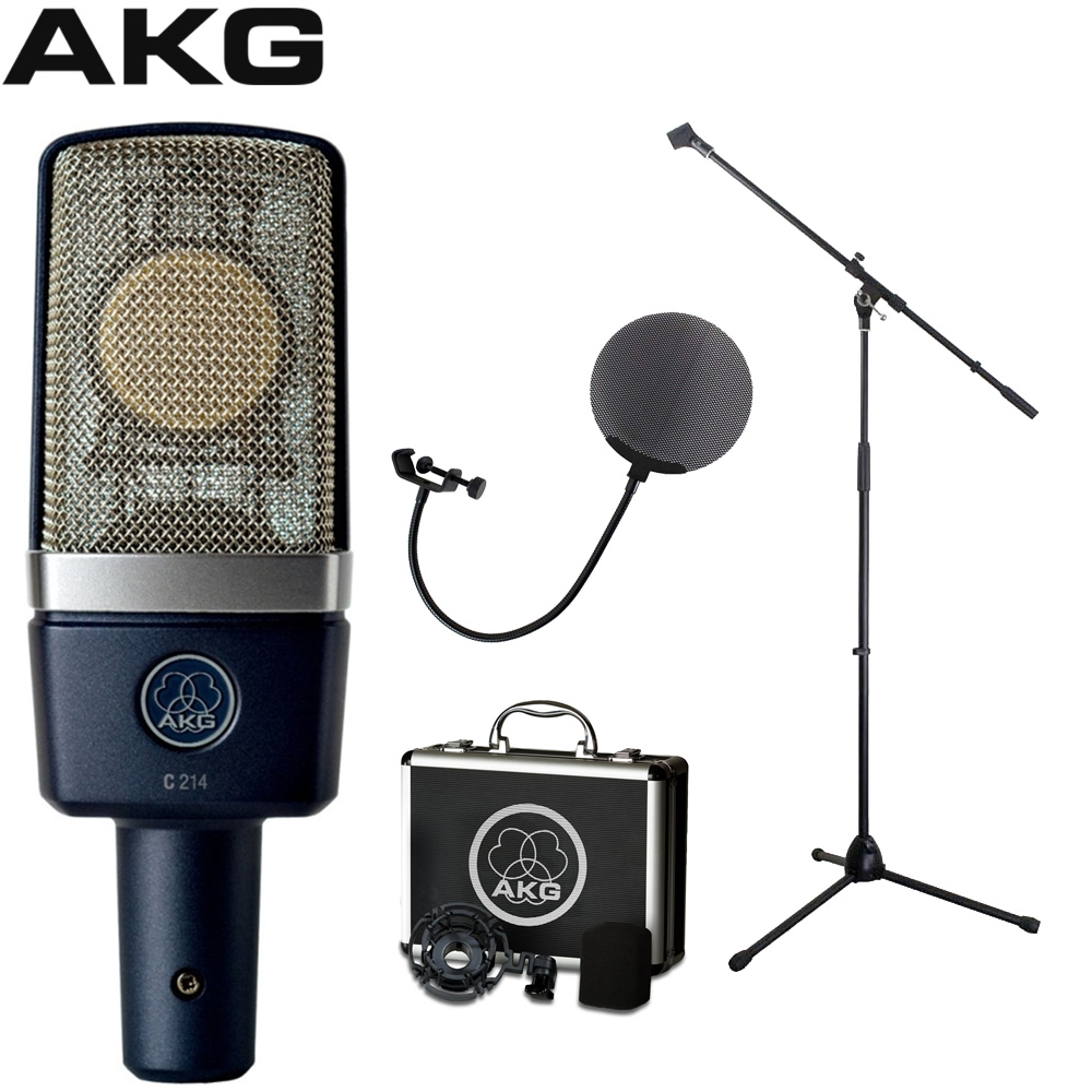 【美品】AKG C214 コンデンサーマイク　XLRケーブル付き