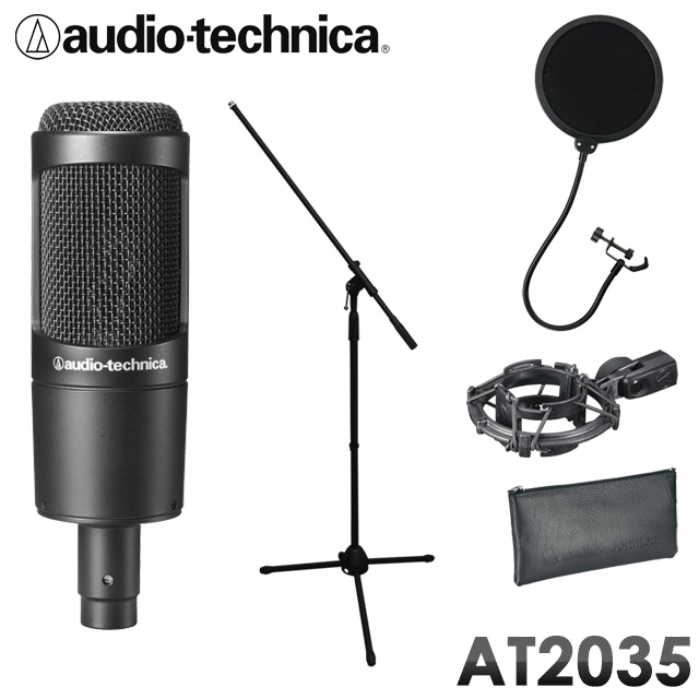 ブームマイクスタンド付き□audio-technica コンデンサーマイク AT2035