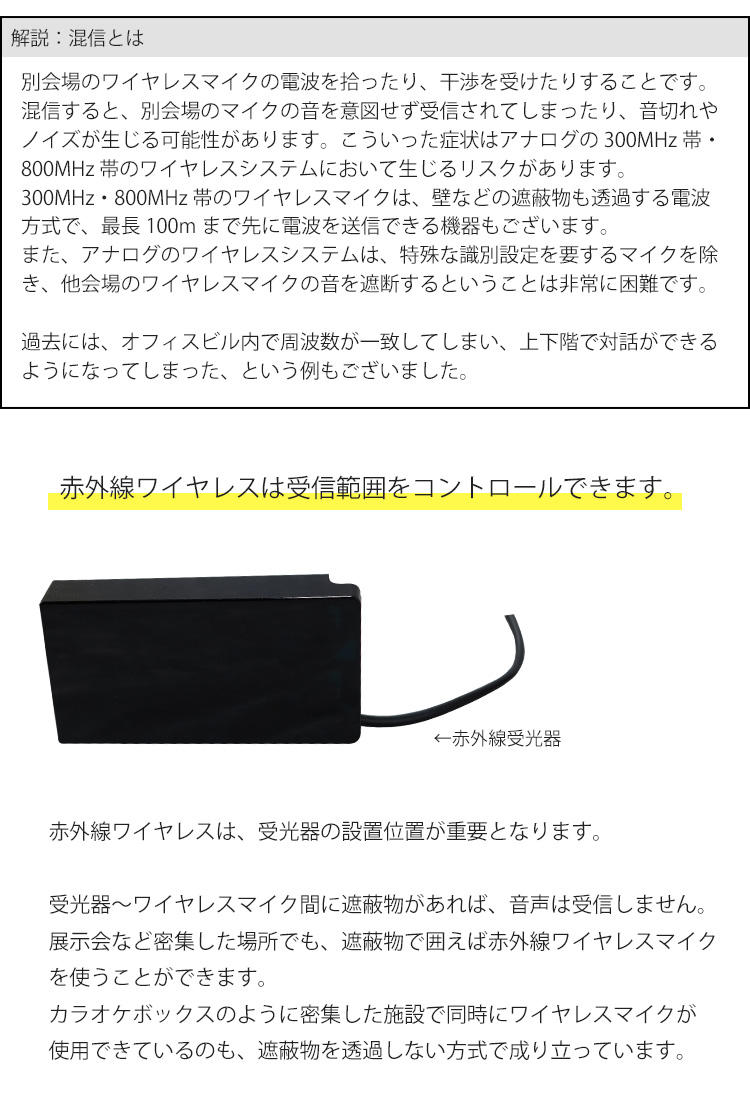 SOUNDPURE / 赤外線 ワイヤレスマイク2本＋受信機 充電器セット【福山 