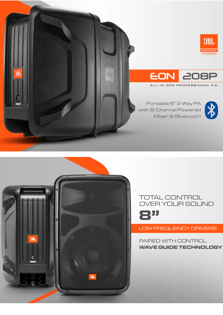 JBL ( ジェービーエル ) EON208P+CWR242 ワイヤレスマイク2本